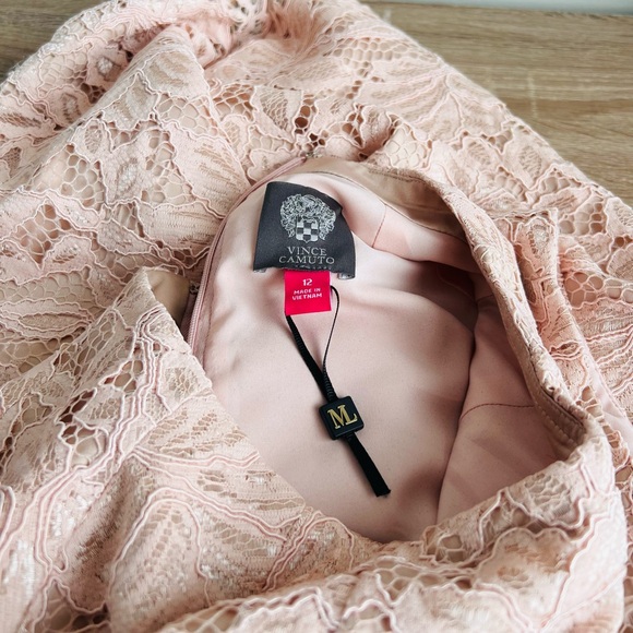 VINCE CAMUTO Ballet Pink Lace Dress Size 12 - Picture 5 of 6